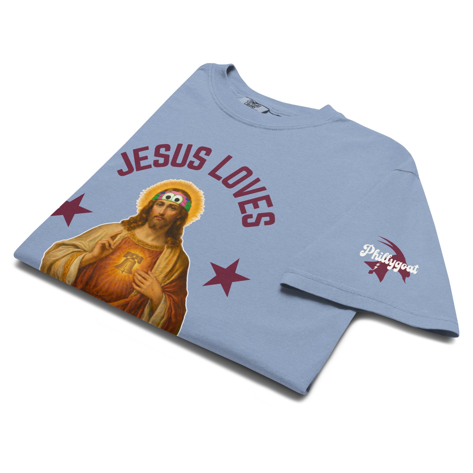 "Jesus Loves the Phils" Comfort Colors Tee by Phillygoat – Philadelphia sports apparel