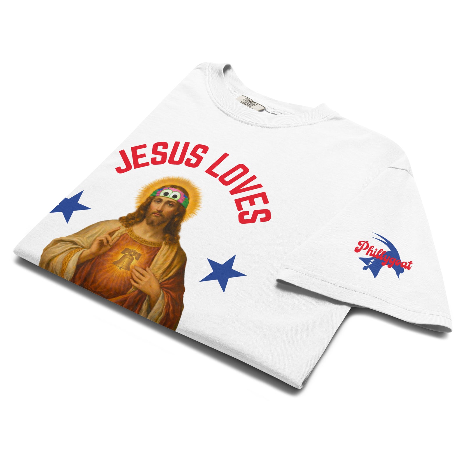 "Jesus Loves the Phils" Comfort Colors Tee by Phillygoat – Philadelphia sports apparel
