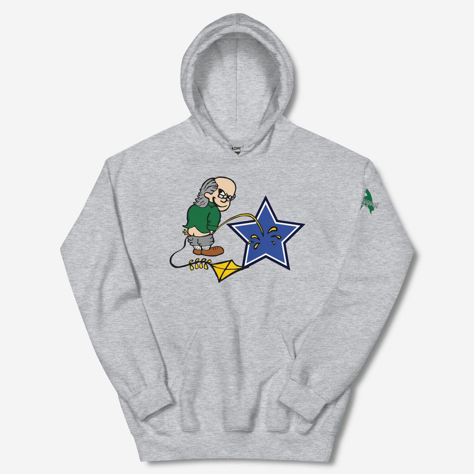 "Ben Franklin Whizzing on the Blue Star" Hoodie