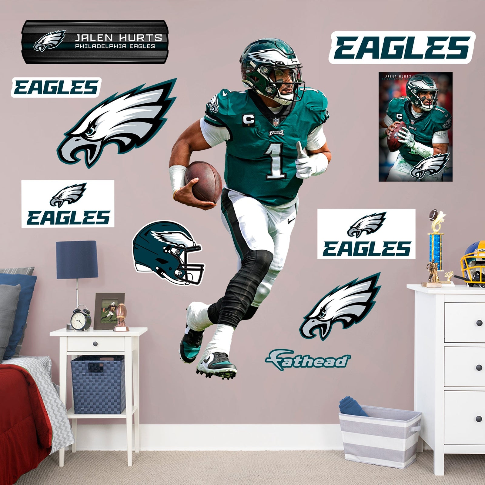 Jalen Hurts - RealBig Collection - Official NFL - Philadelphia Eagles - Reusable Vinyl Wall Decals