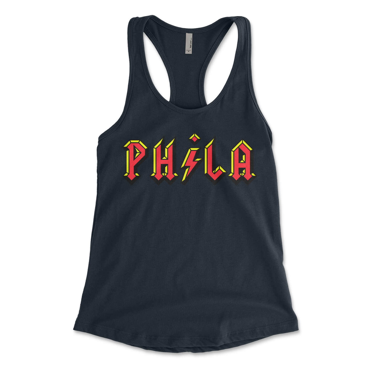 Philadelphia ACDC Phila midnight navy blue womens racerback tank top from Phillygoat