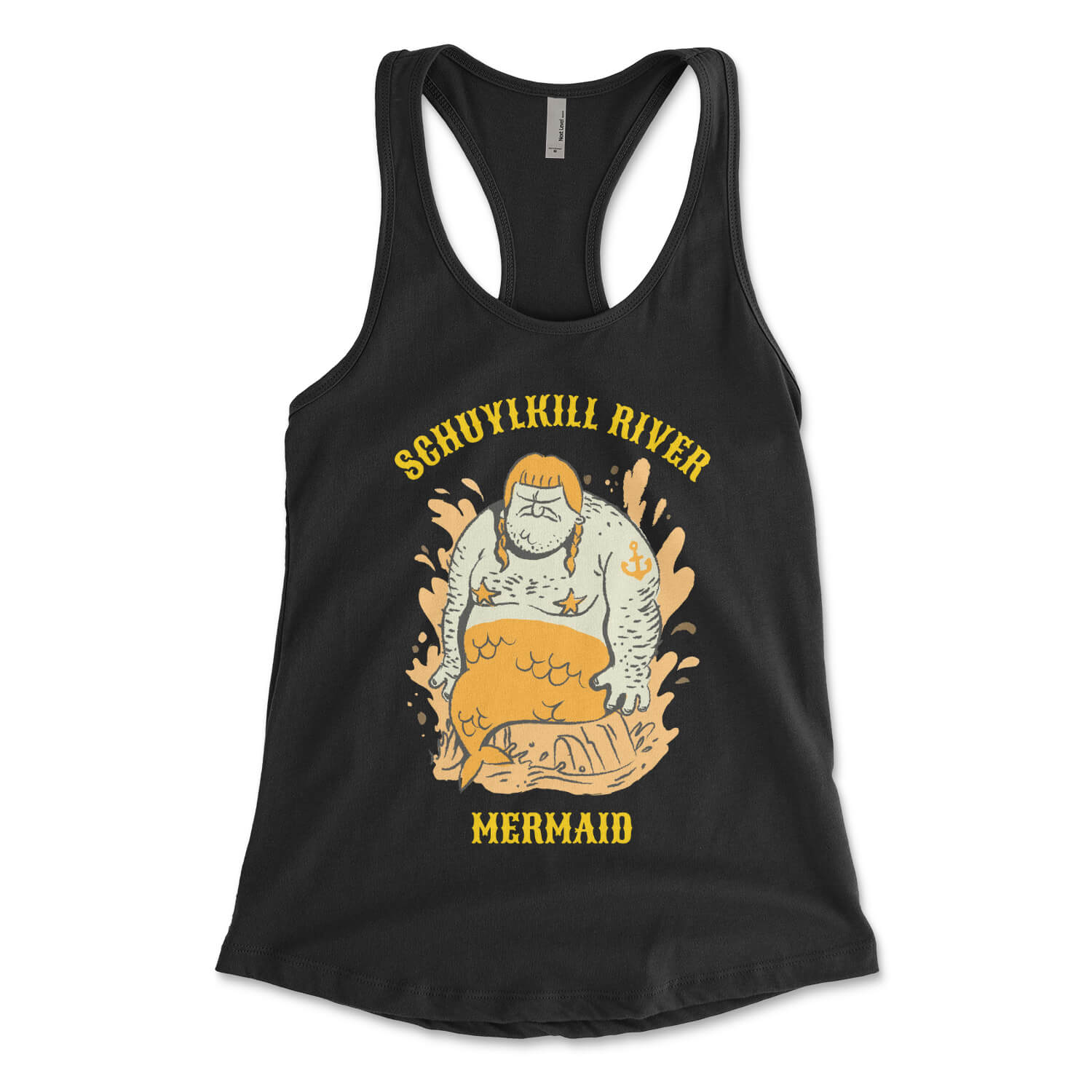 Philadelphia Schuylkill River Mermaid vintage black womens racerback tank top from Phillygoat