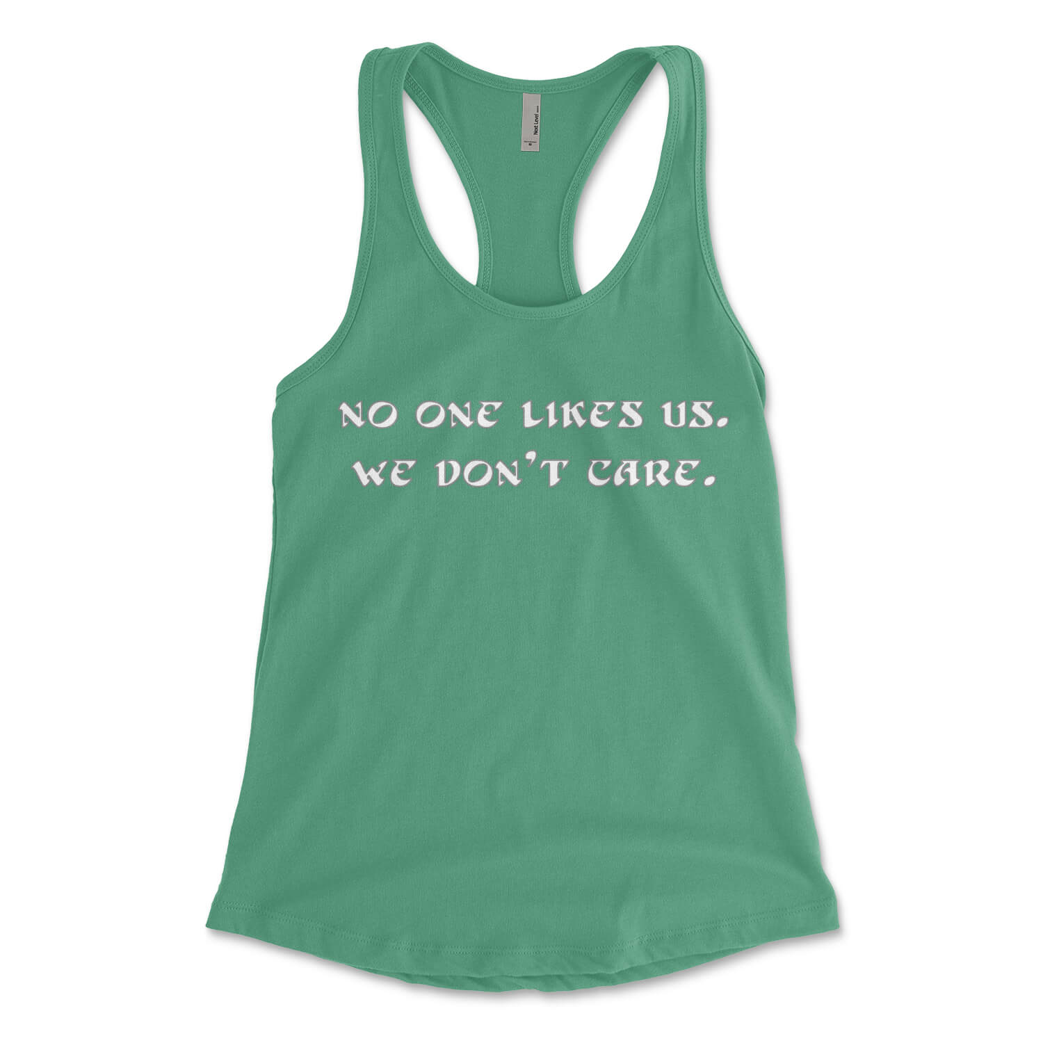 Philadelphia Eagles no one likes us we don't care kelly green womens racerback tank top from Phillygoat