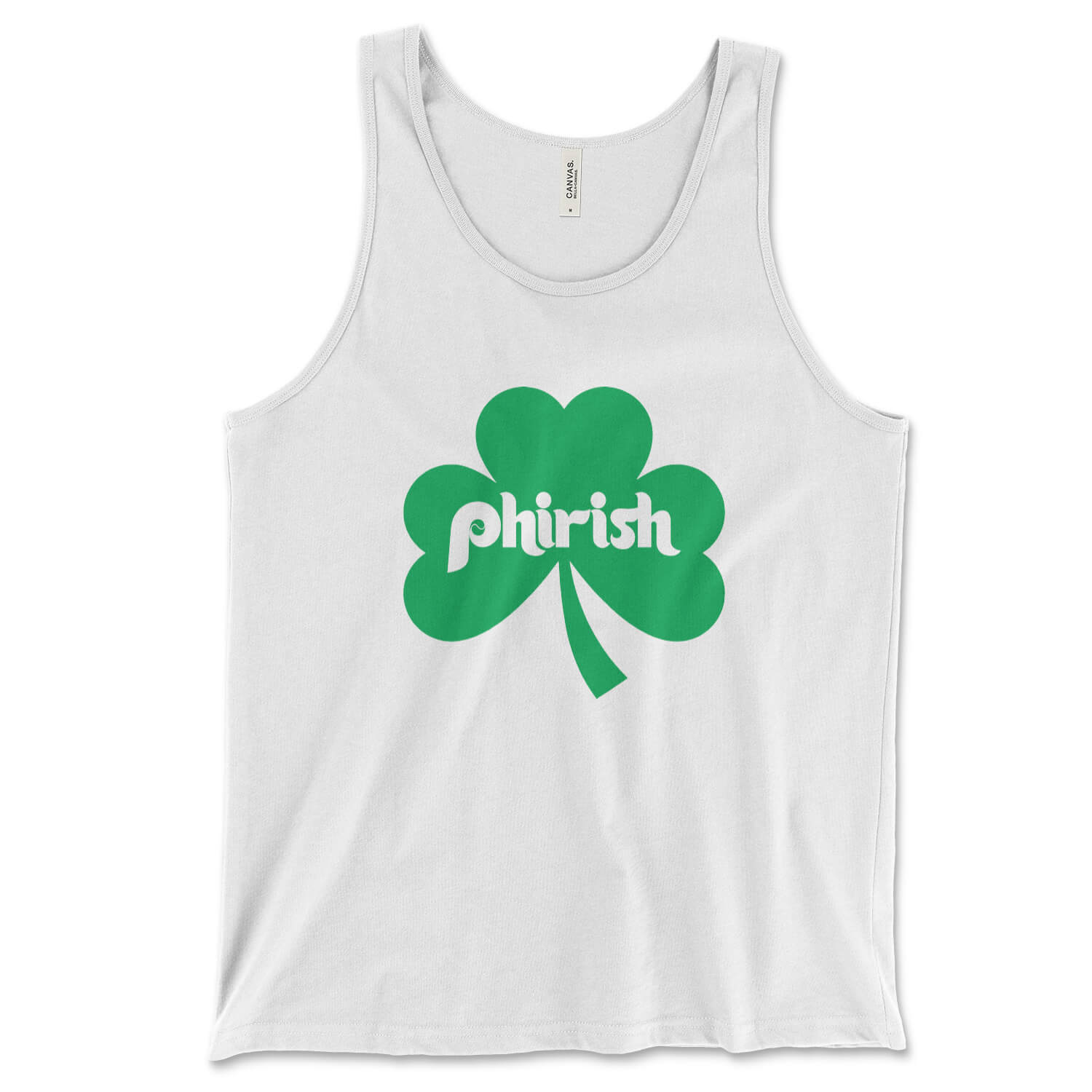 Philadelphia Irish Phirish Philly shamrock st. paddy's day white tank top from Phillygoat