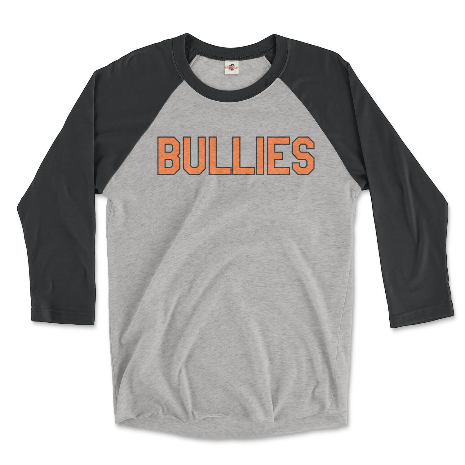 broad street bullies philadelphia flyers vintage black and premium heather grey 3/4 long sleeve raglan tee from phillygoat