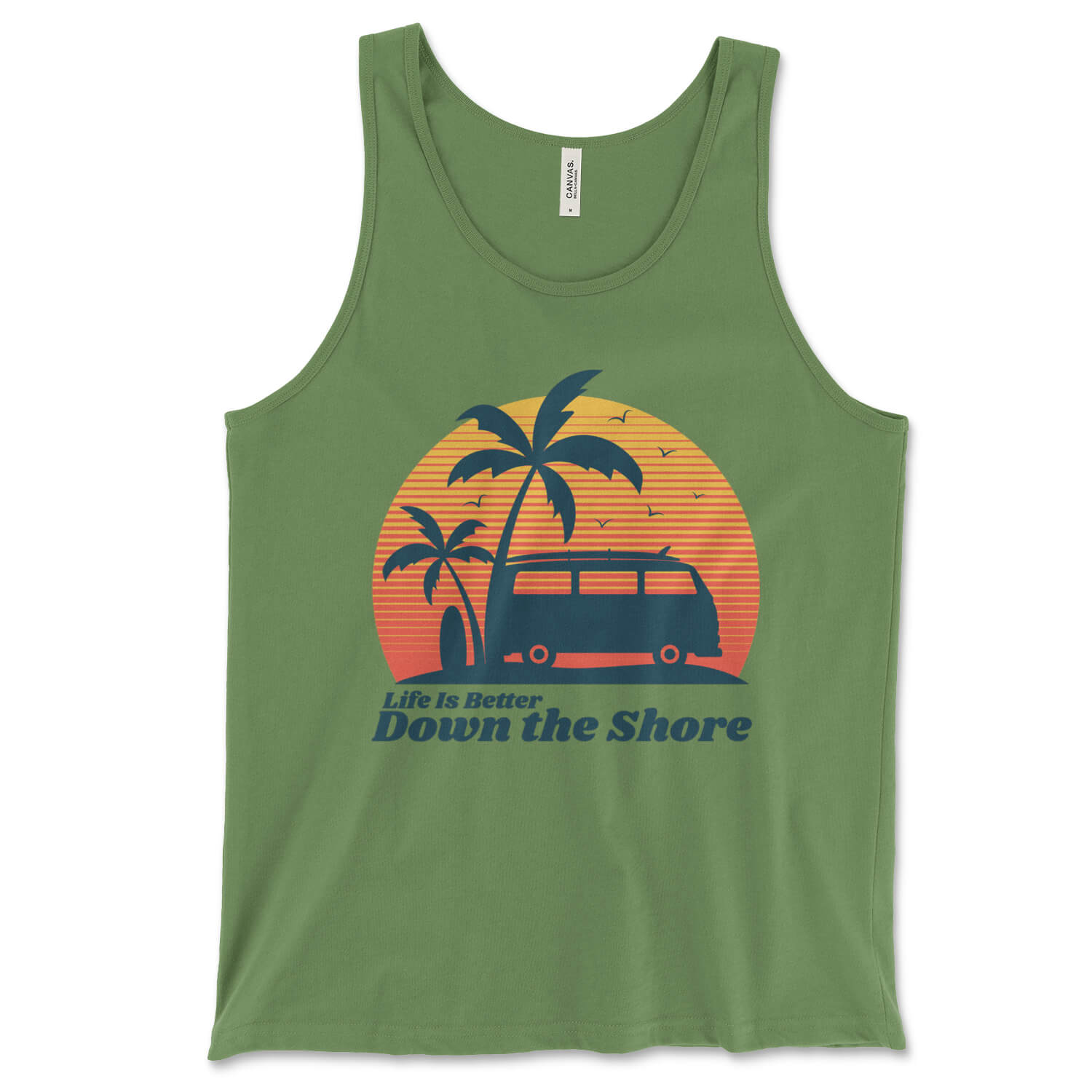 Life is better down the jersey shore leaf green tank top from Phillygoat