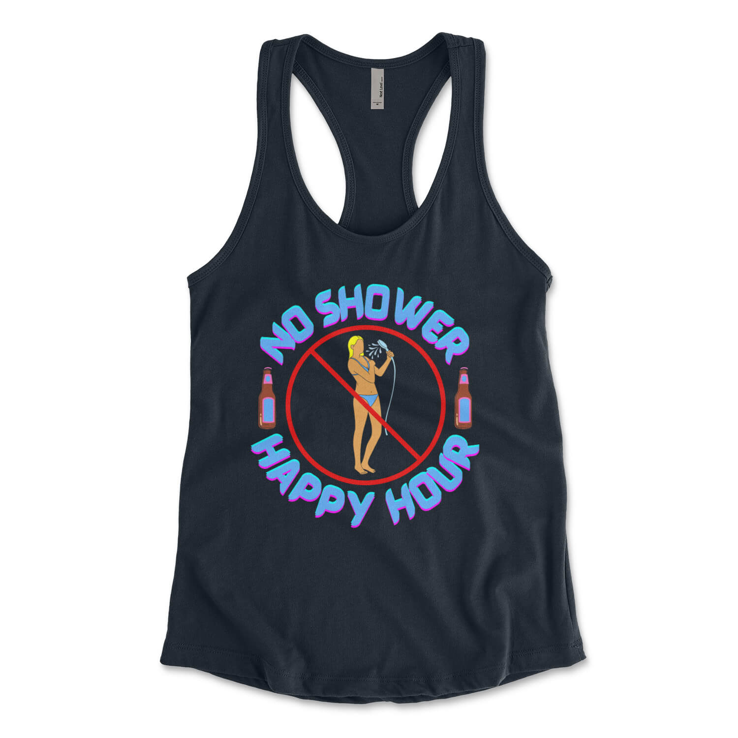 No shower happy hour sea isle city new jersey navy womens tank top Phillygoat