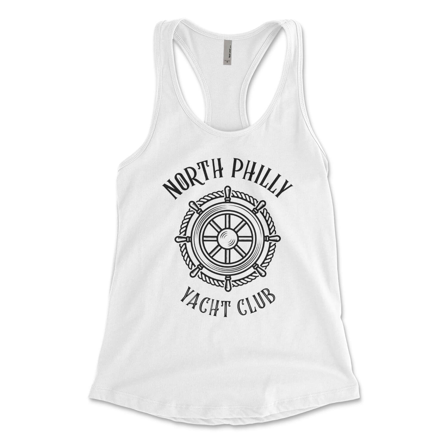 North Philly Yacht Club white womens racerback tank top from Phillygoat