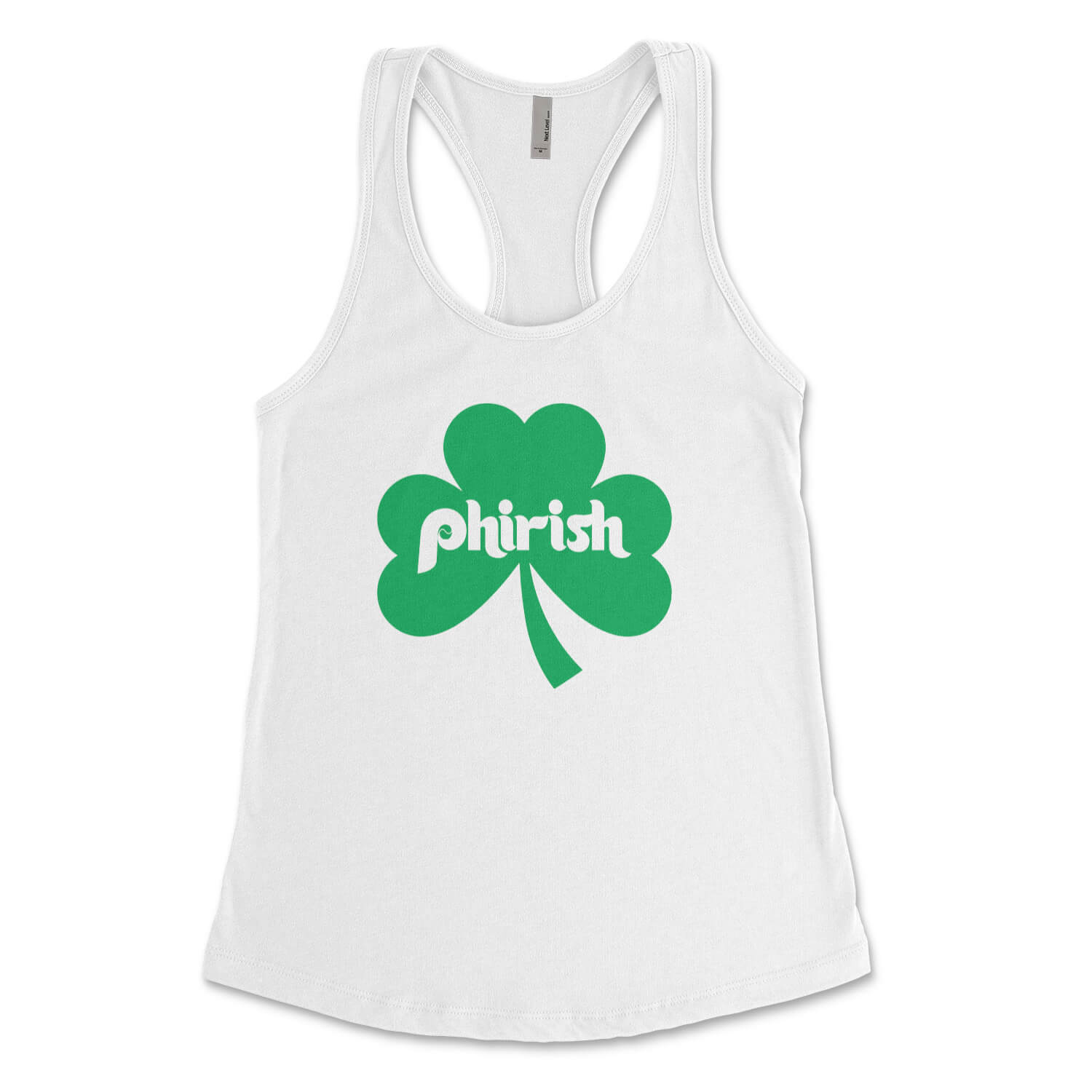 Philadelphia Irish Phirish shamrock st. paddy's day white womens tank top from Phillygoat