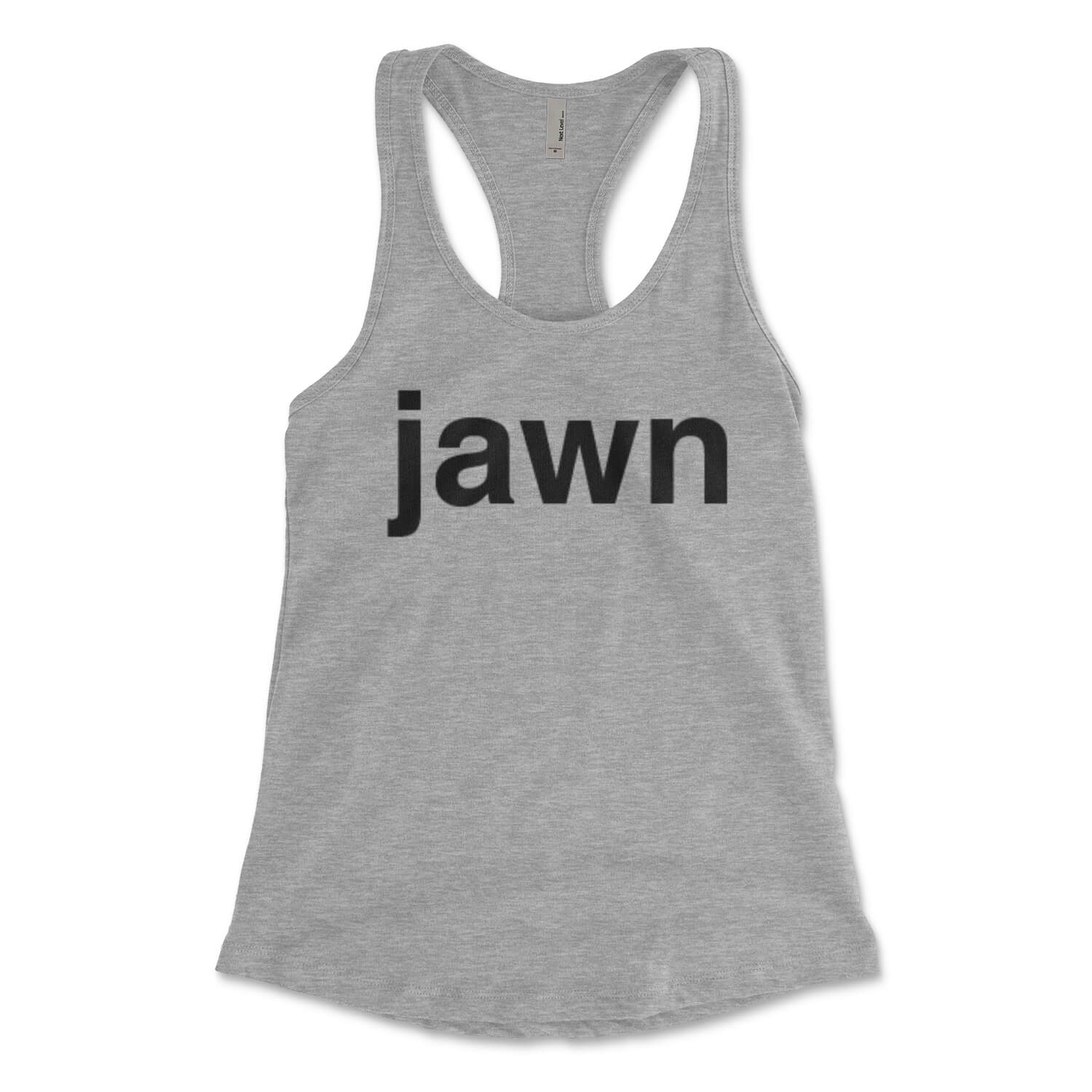 Philadelphia jawn heather grey womens racerback tank top from Phillygoat