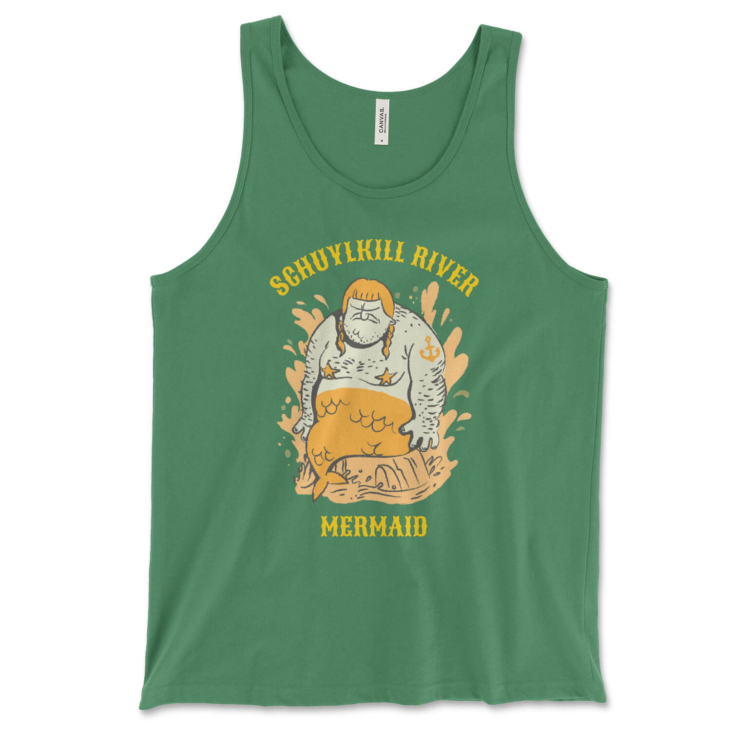 Schuylkill River Mermaid funny Philadelphia kelly green tank top from Phillygoat