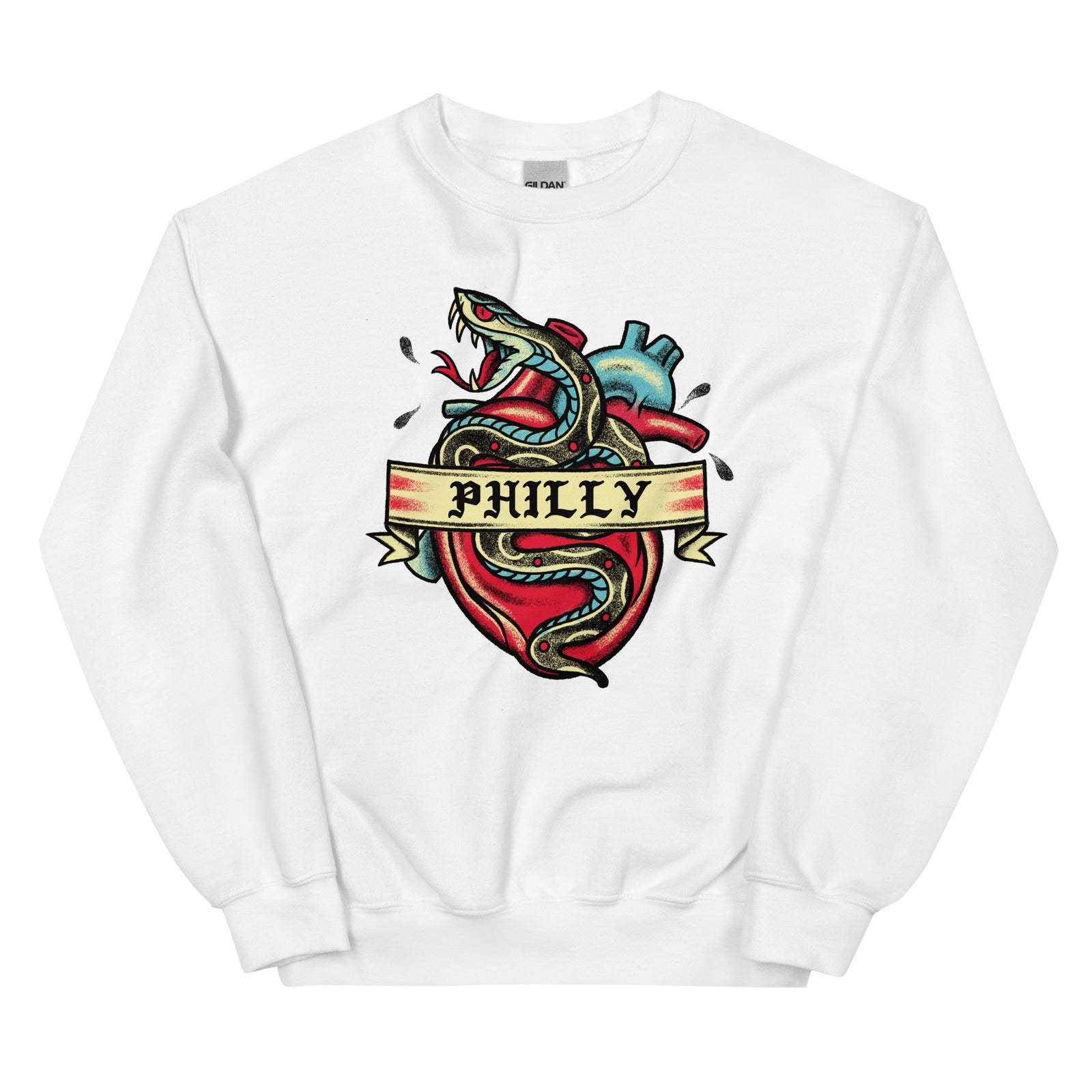 Philly Snake tattoo white sweatshirt Phillygoat