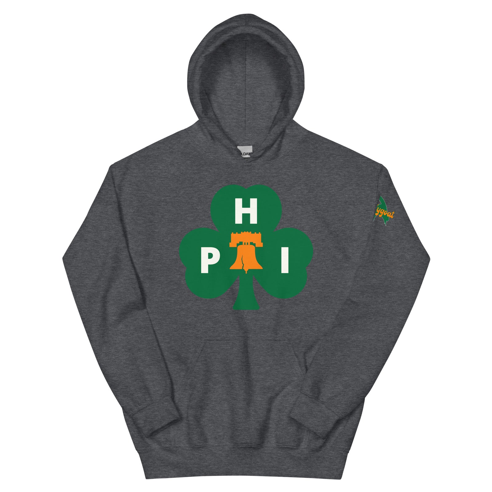 Philadelphia Irish Philly shamrock dark heather grey hoodie Phillygoat