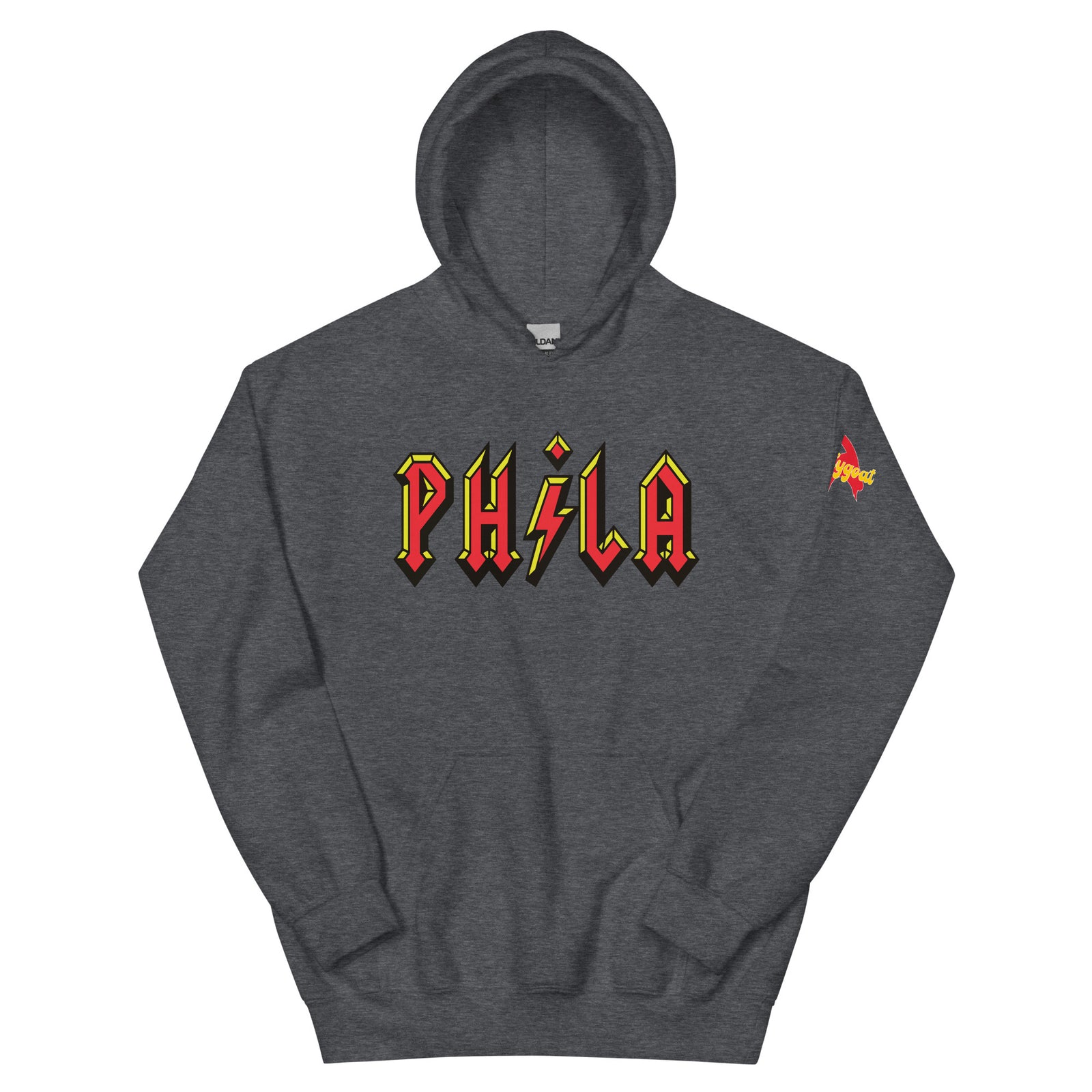 Philadelphia Phila ACDC High Voltage dark heather grey hoodie Phillygoat