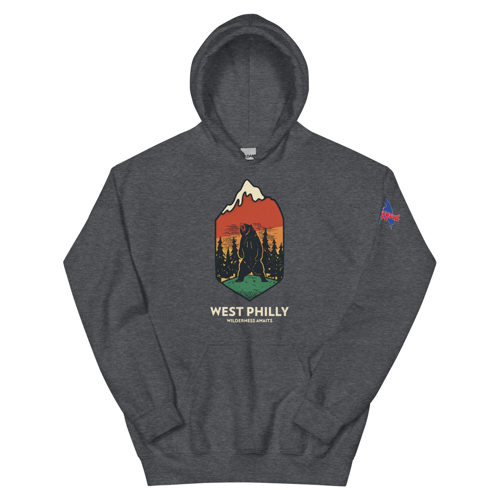 West Philly Philadelphia outdoors wilderness dark heather grey hoodie Phillygoat