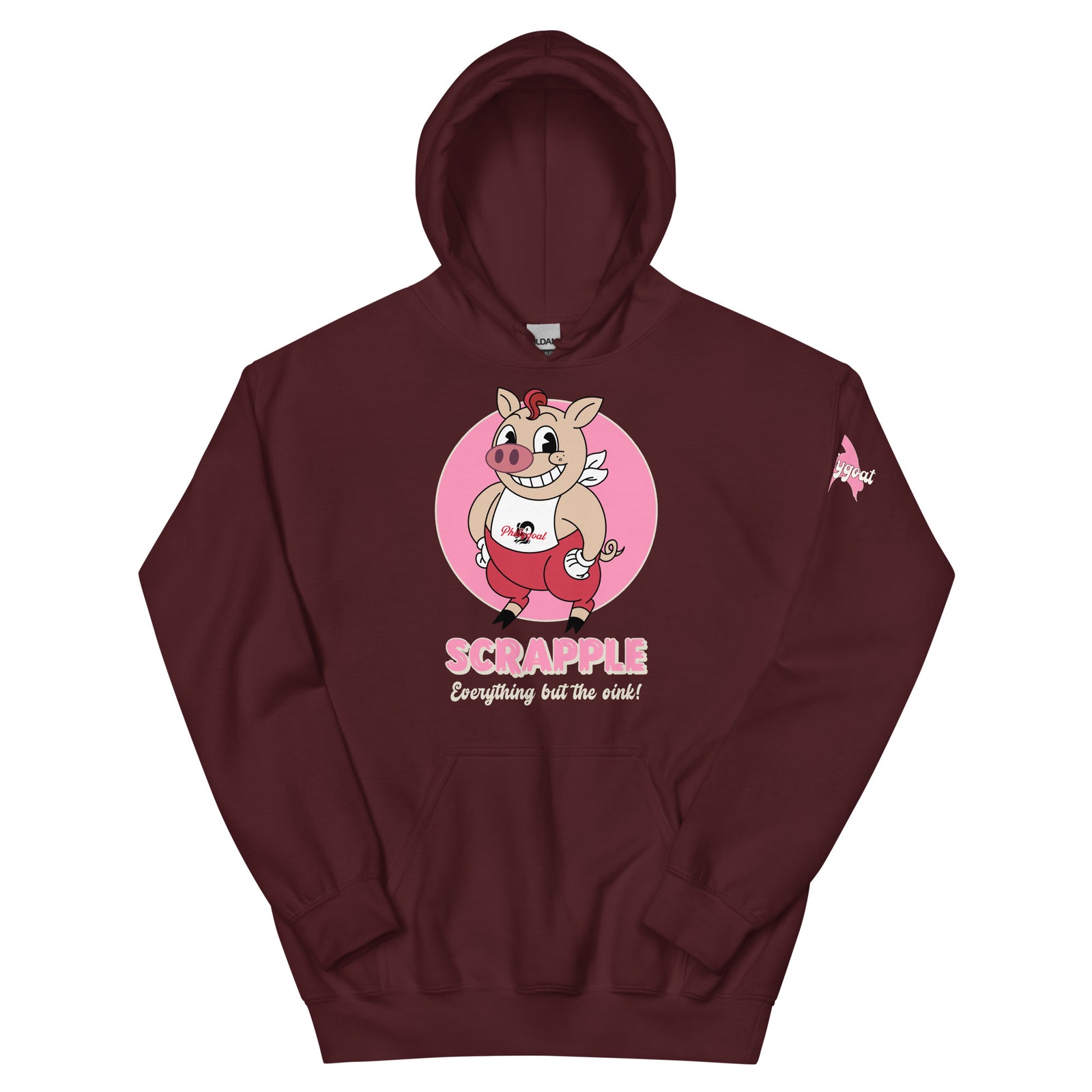 Philadelphia scrapple Philly pig maroon hoodie Phillygoat