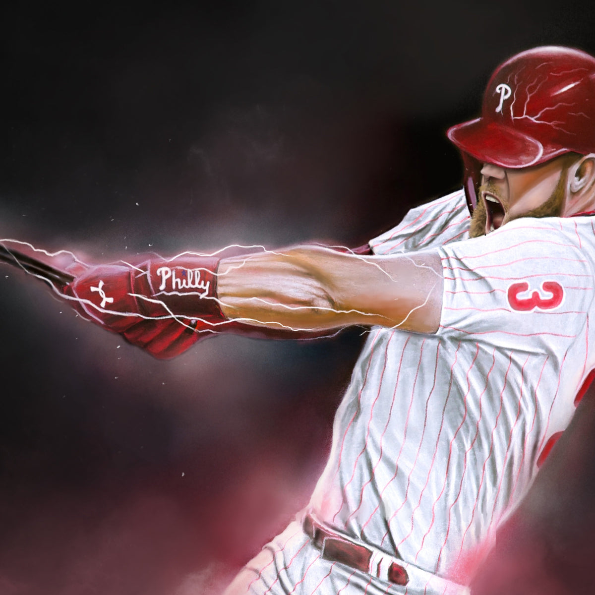 "Phillies Bryce Harper 'PHULLY LOADED'" Art Piece