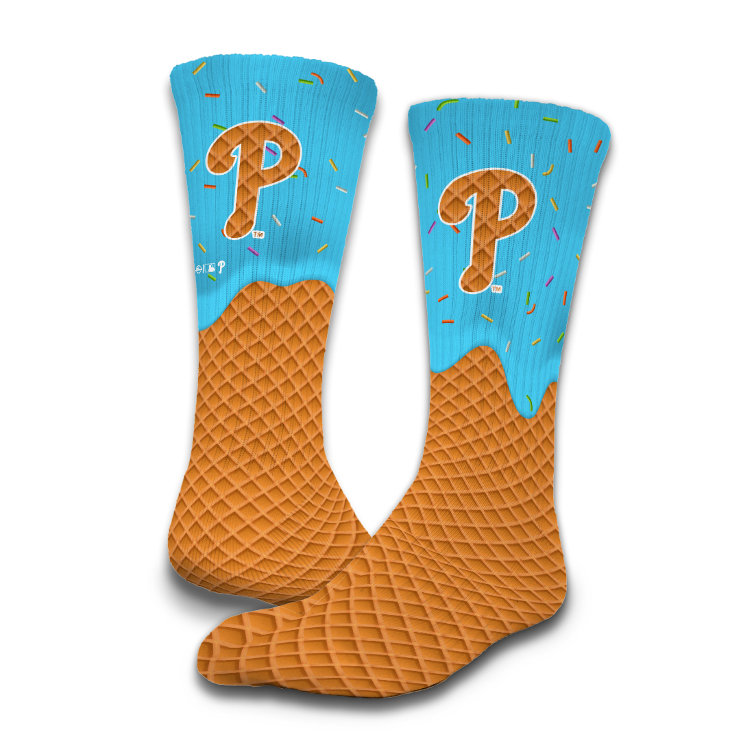 "Philadelphia Phillies Blue Ice Cream with Jimmies Drip" Lifestyle Crew Socks