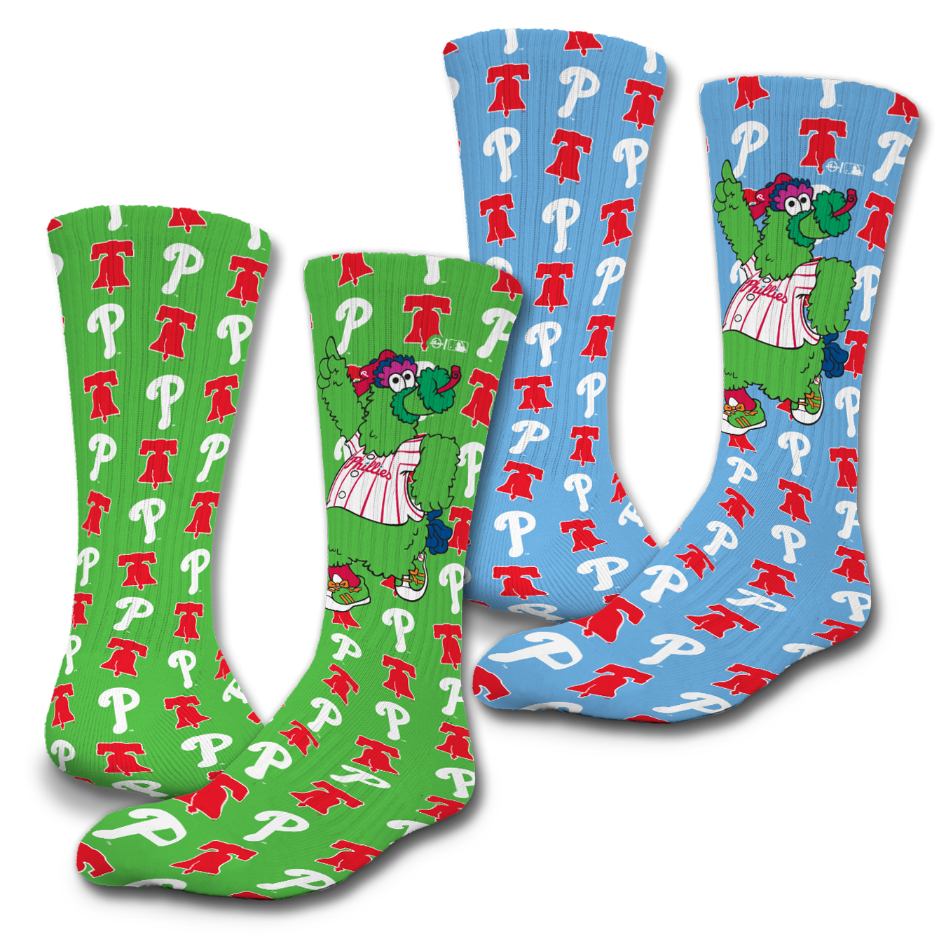 "Philadelphia Phillies - Phillie Phanatic 2-Pack" Lifestyle Crew Socks