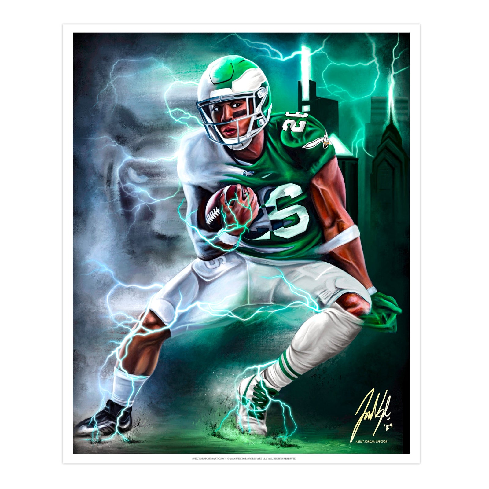 "Saquon Barkley 'BORN TO RUN'" Art Piece