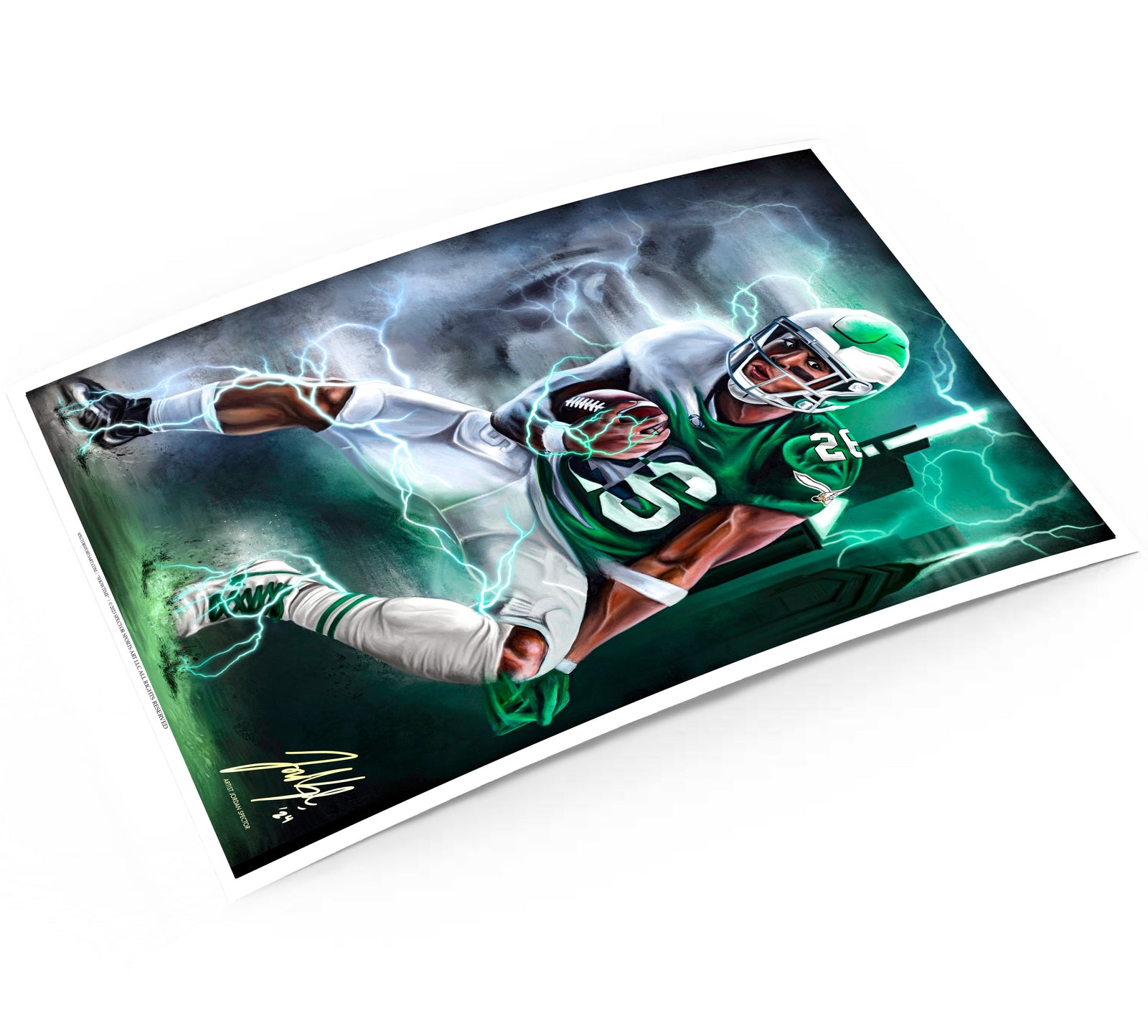 "Saquon Barkley 'BORN TO RUN'" Art Piece