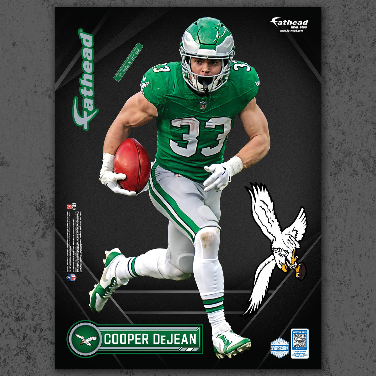 Cooper DeJean - RealBig Collection - Official NFL - Philadelphia Eagles - Reusable Vinyl Wall Decals