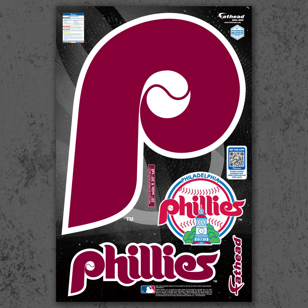 Philadelphia Phillies - RealBig Classic Logo Collection - Official MLB - Reusable Vinyl Wall Decals