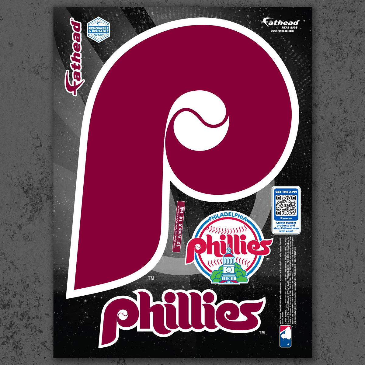 Philadelphia Phillies - RealBig Classic Logo Collection - Official MLB - Reusable Vinyl Wall Decals