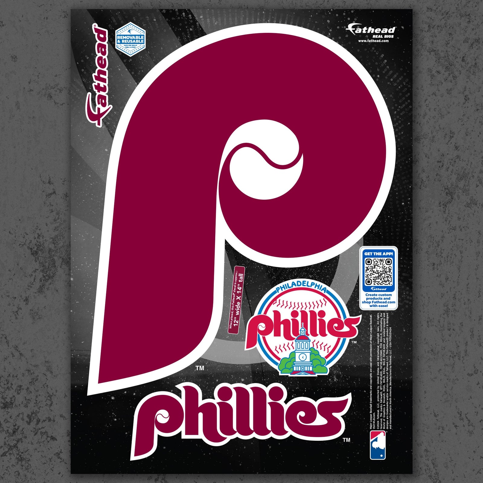 Philadelphia Phillies - RealBig Classic Logo Collection - Official MLB - Reusable Vinyl Wall Decals