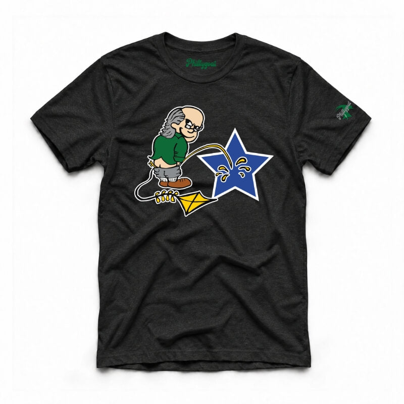 "Ben Franklin Whizzing on the Blue Star" Tee