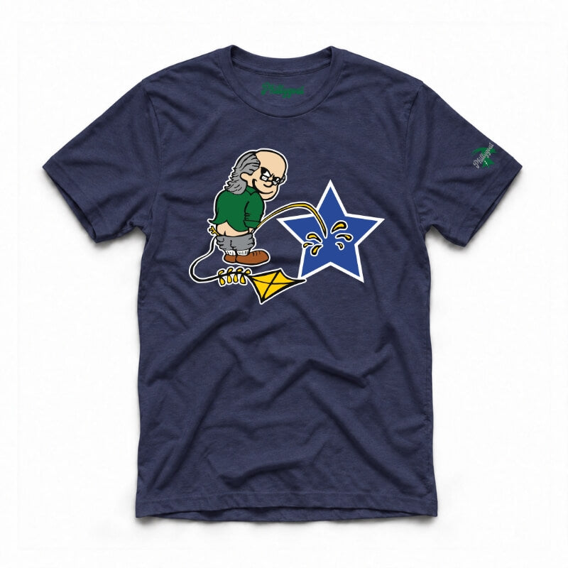 "Ben Franklin Whizzing on the Blue Star" Tee