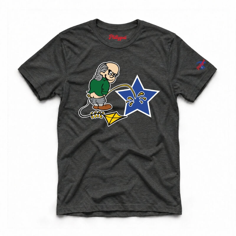 "Ben Franklin Whizzing on the Blue Star" Tee
