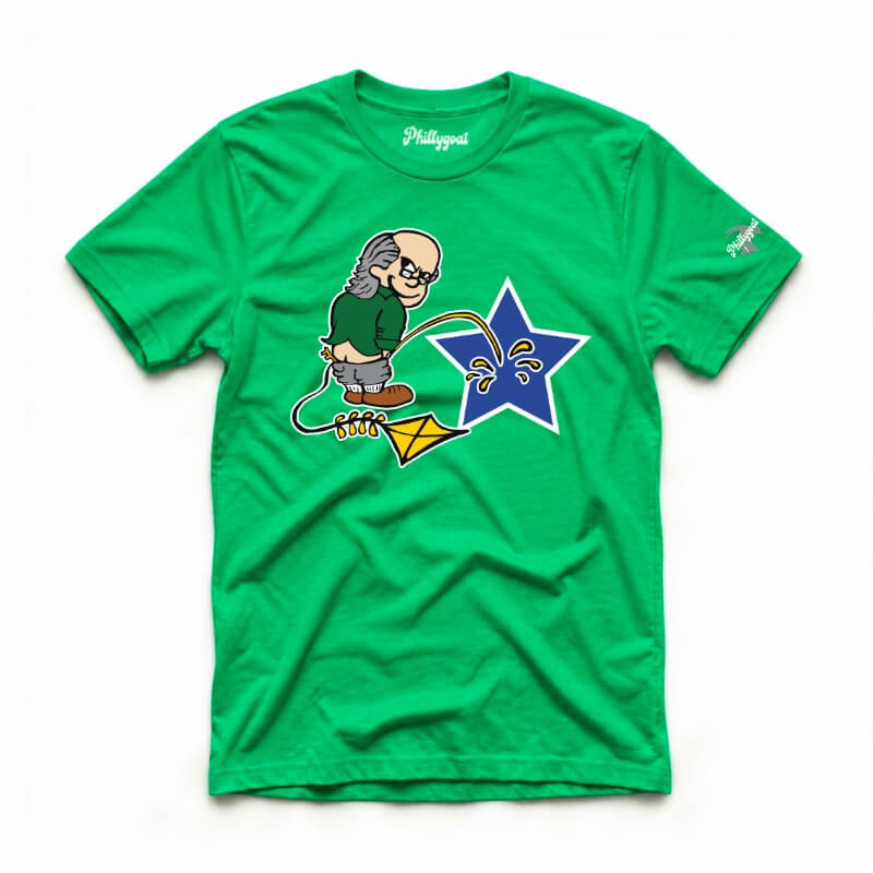 "Ben Franklin Whizzing on the Blue Star" Tee