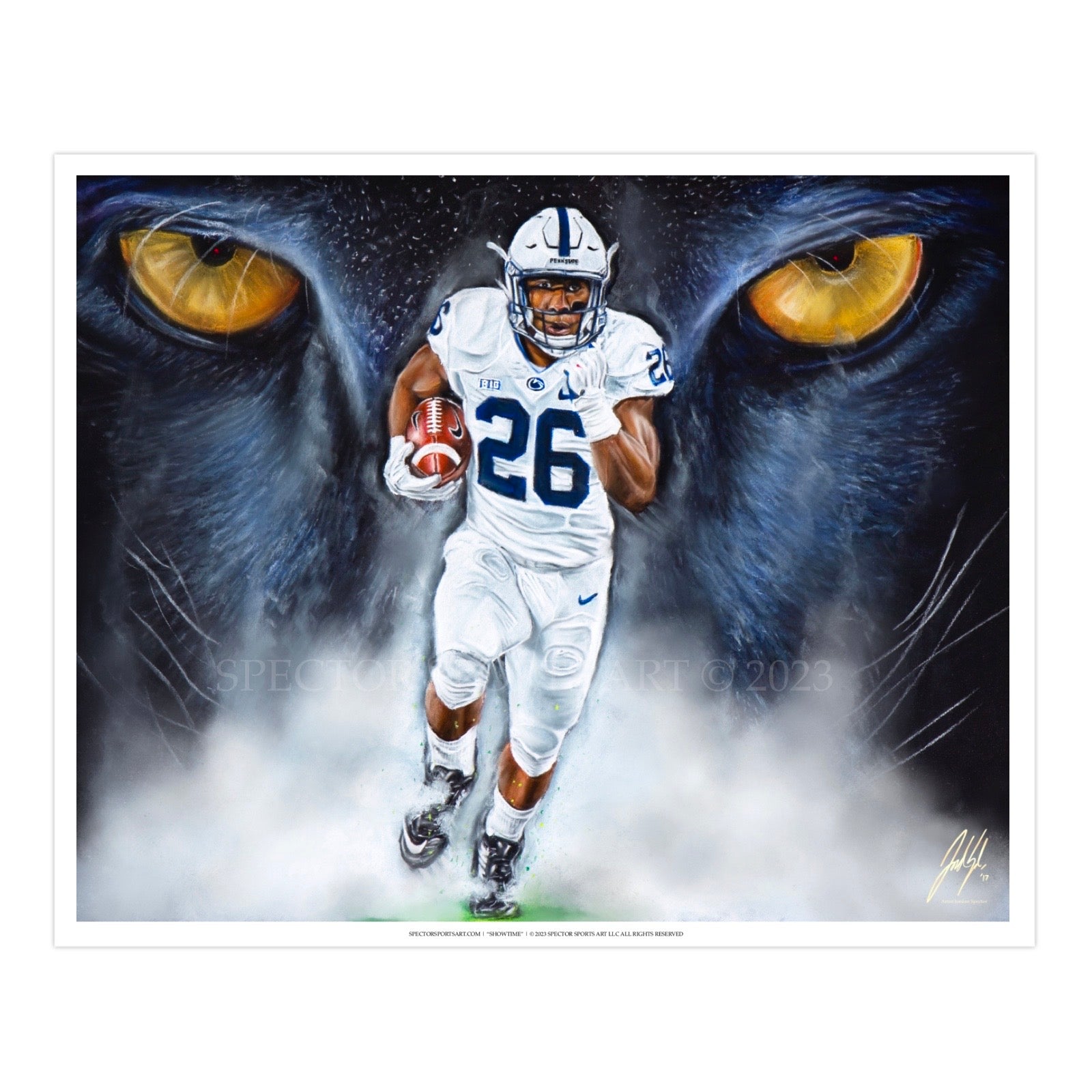 Penn State Saquon Barkley Framed 8x10 Autograph Print - Sports Memorabilia Display