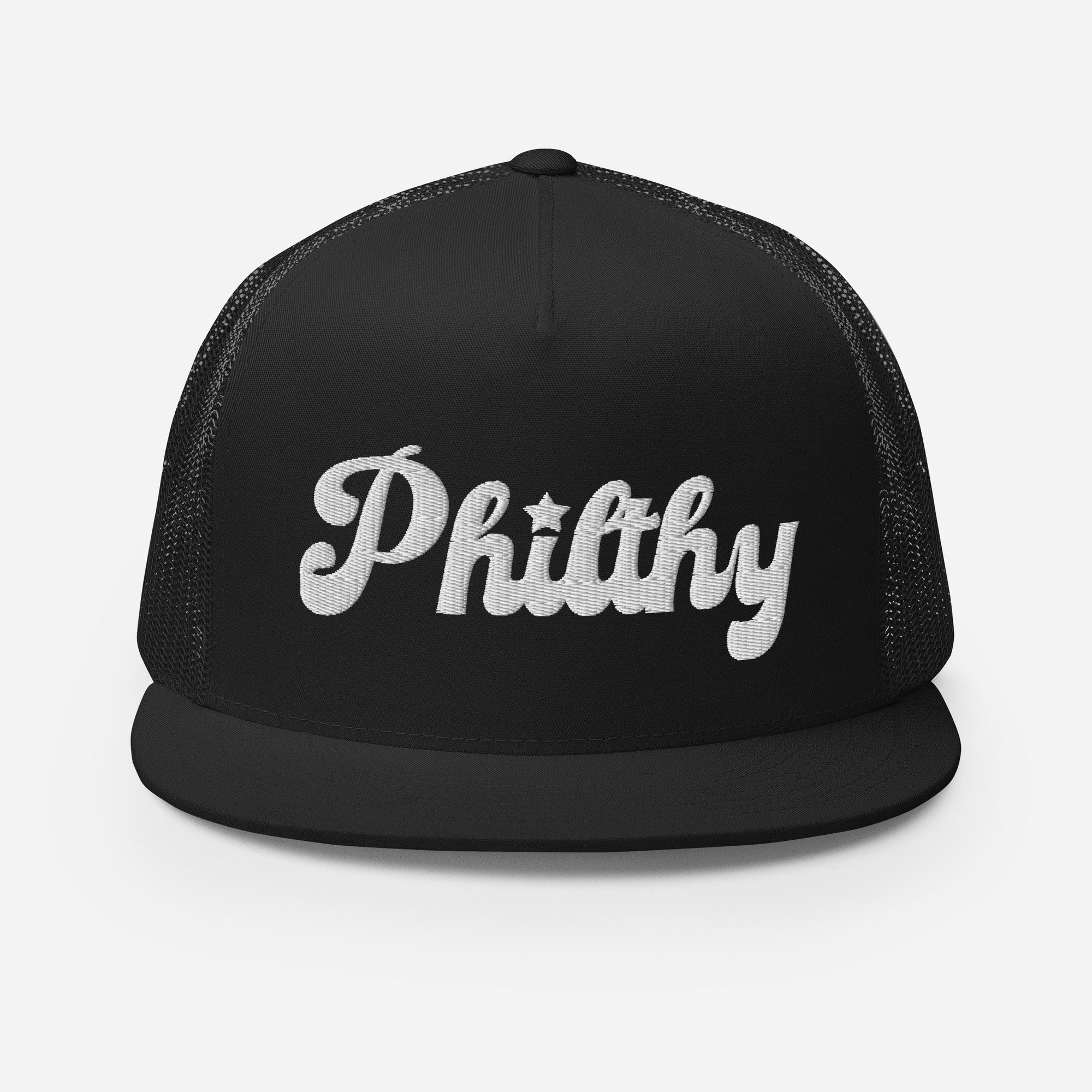 "Philthy" White Embroidery Trucker Cap