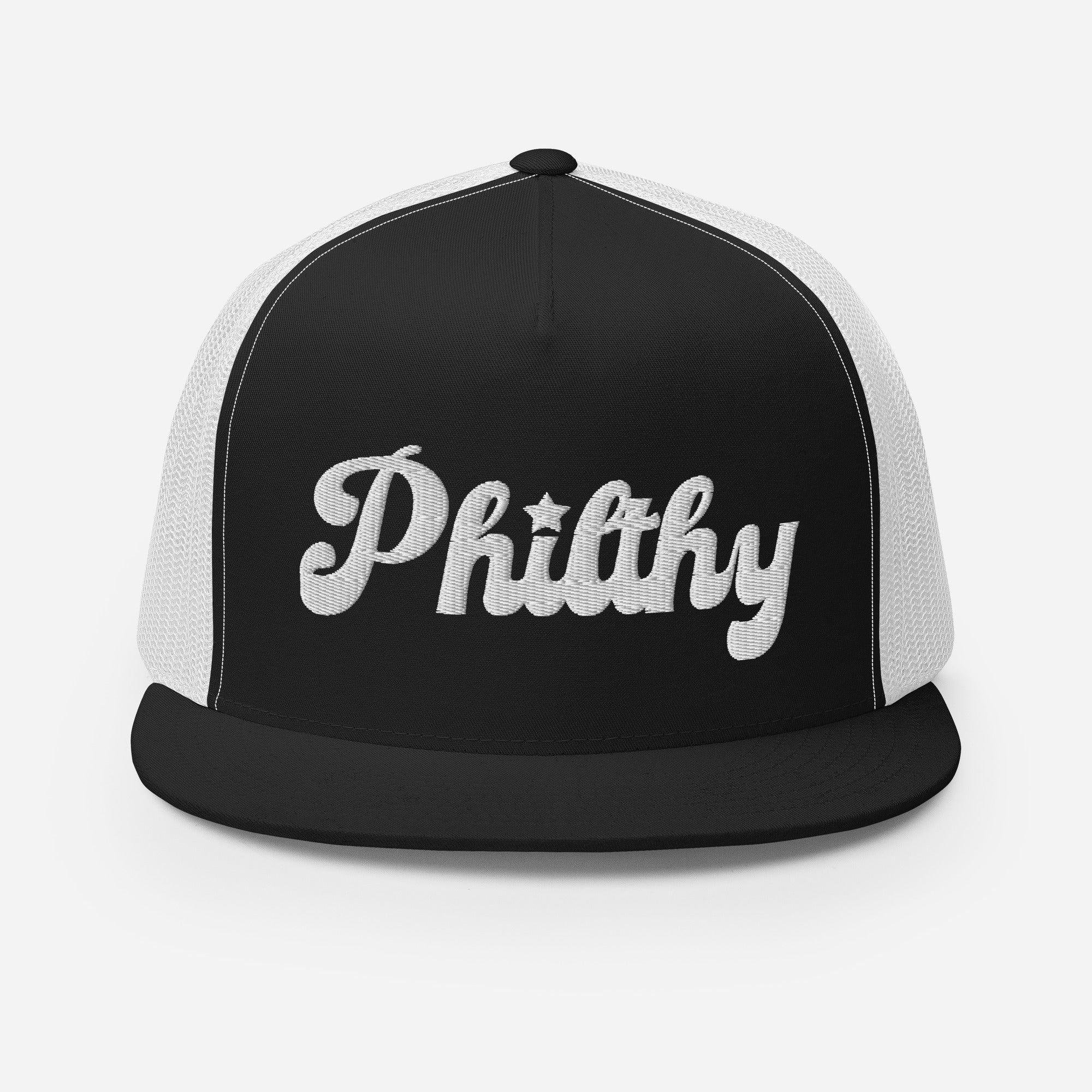 "Philthy" White Embroidery Trucker Cap