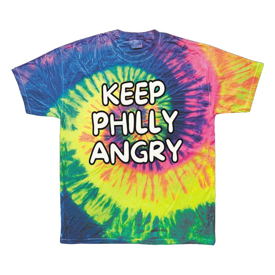 "Keep Philly Angry" Tie Dye Neon Rainbow Adult Tee