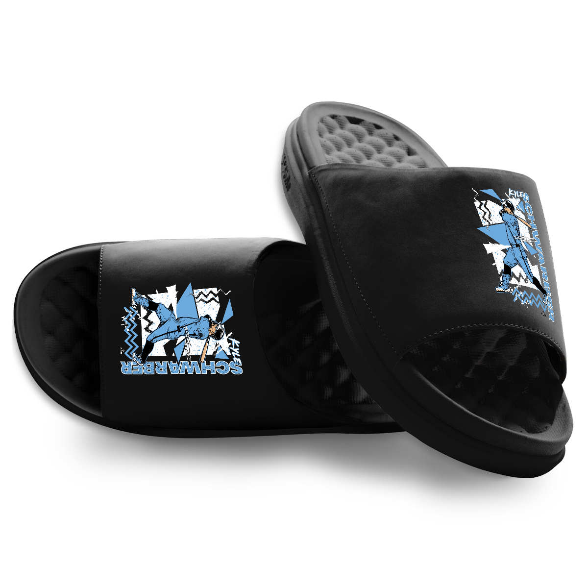 "Kyle Schwarber Retro Collage" Slide Sandals