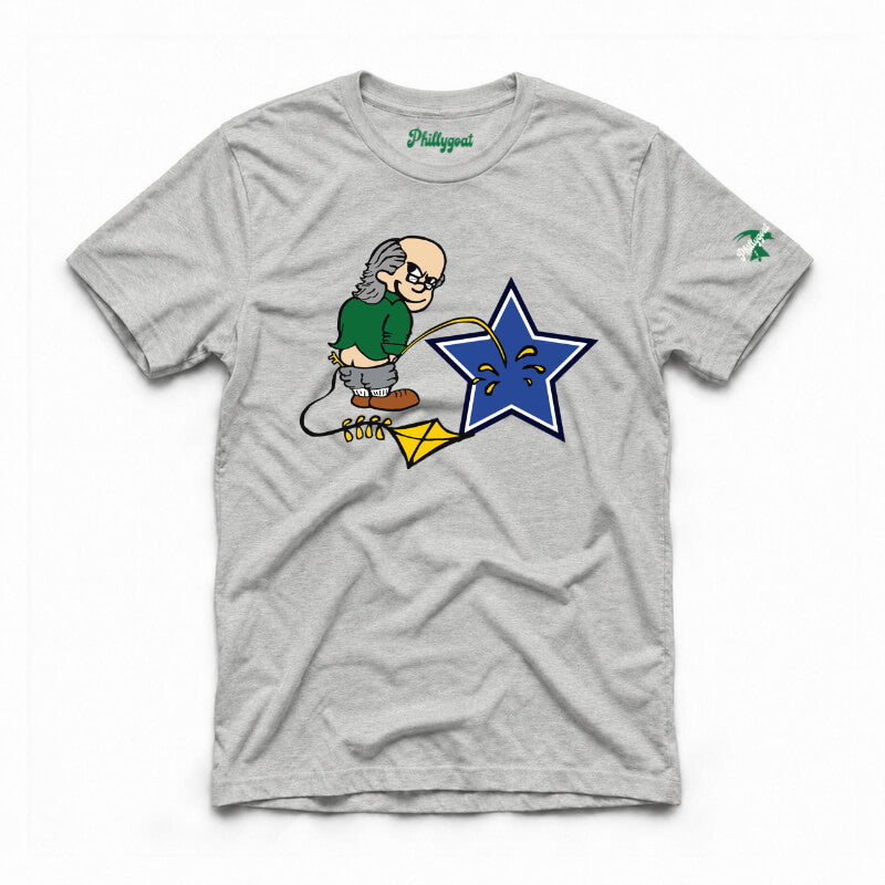 "Ben Franklin Whizzing on the Blue Star" Tee