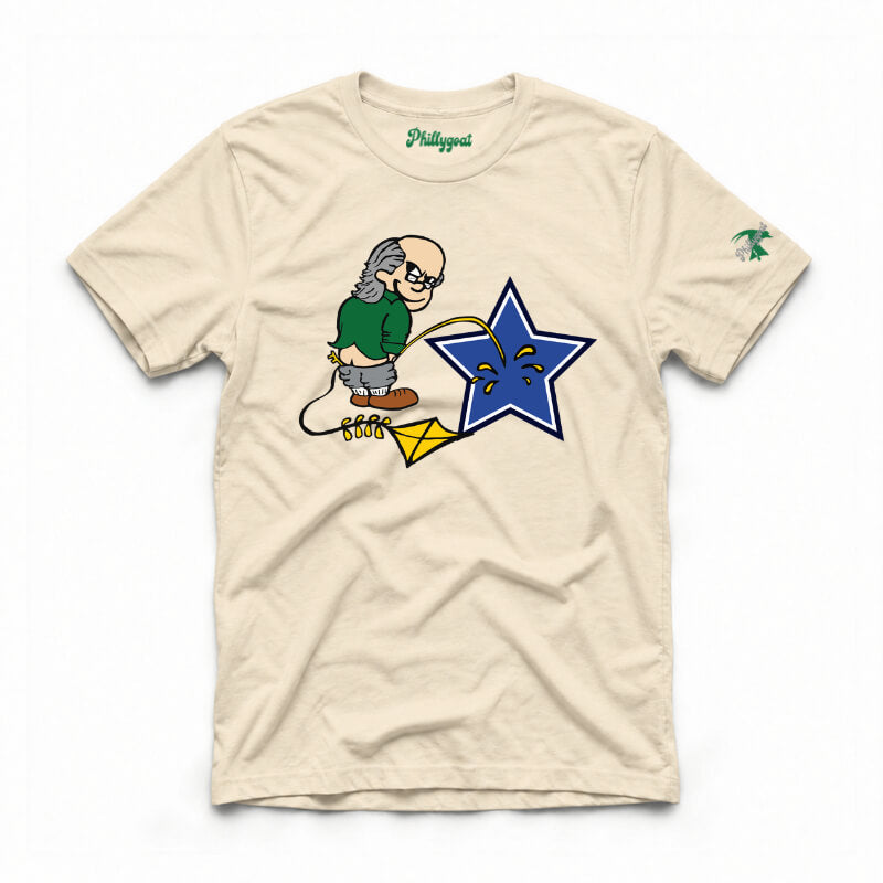 "Ben Franklin Whizzing on the Blue Star" Tee