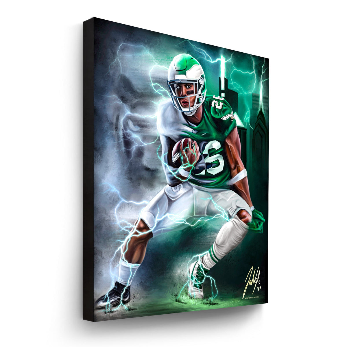 "Saquon Barkley 'BORN TO RUN'" Art Piece