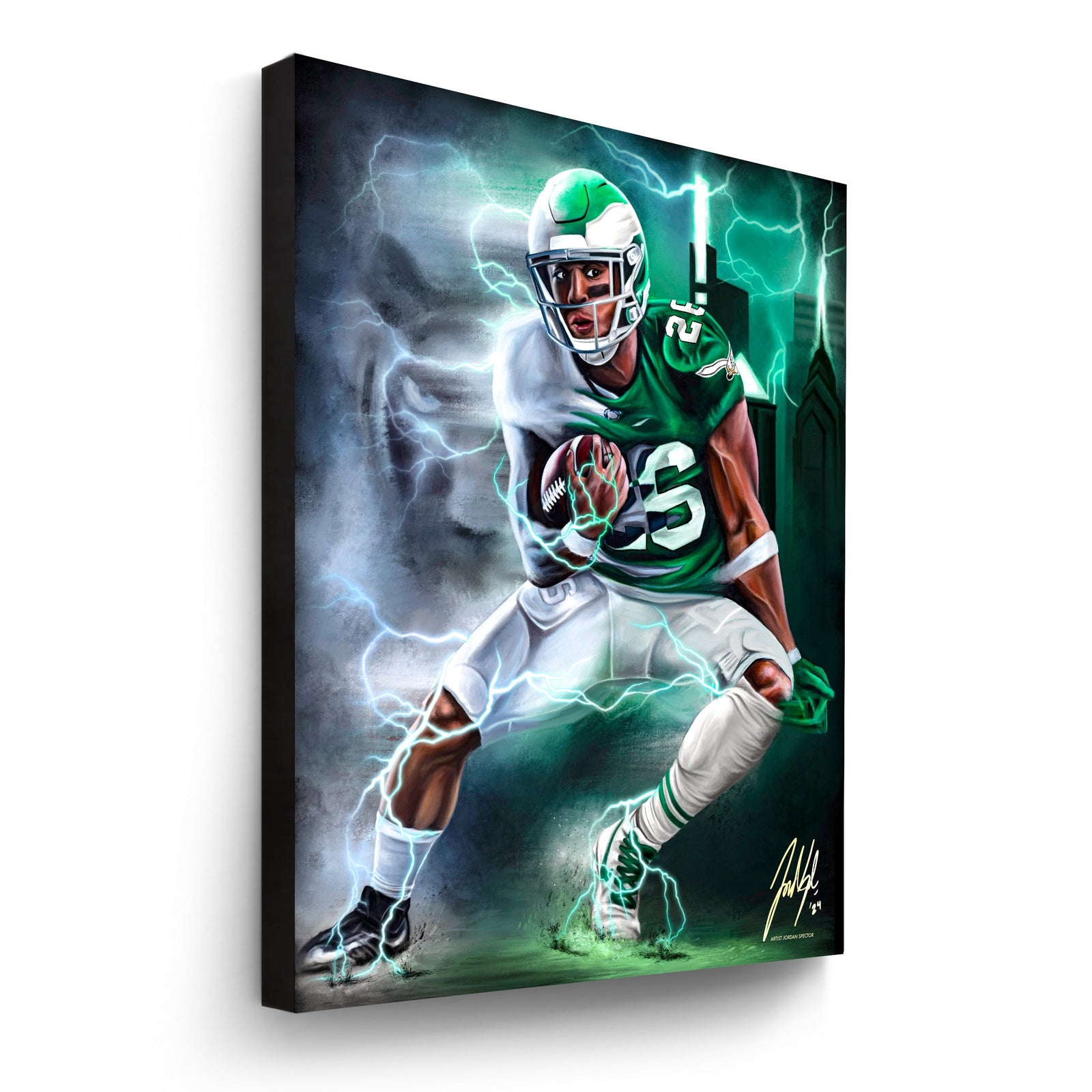 "Saquon Barkley 'BORN TO RUN'" Art Piece