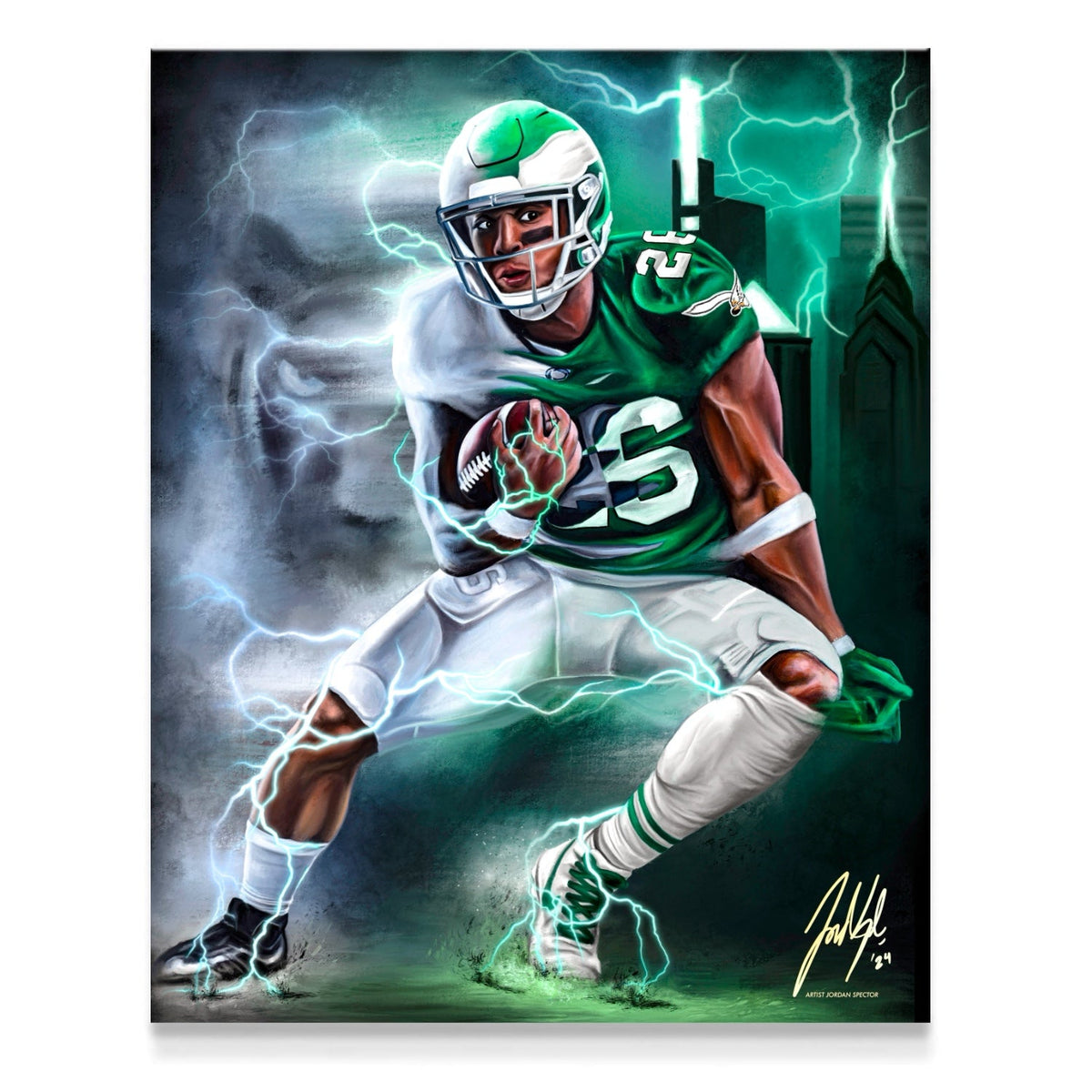 "Saquon Barkley 'BORN TO RUN'" Art Piece