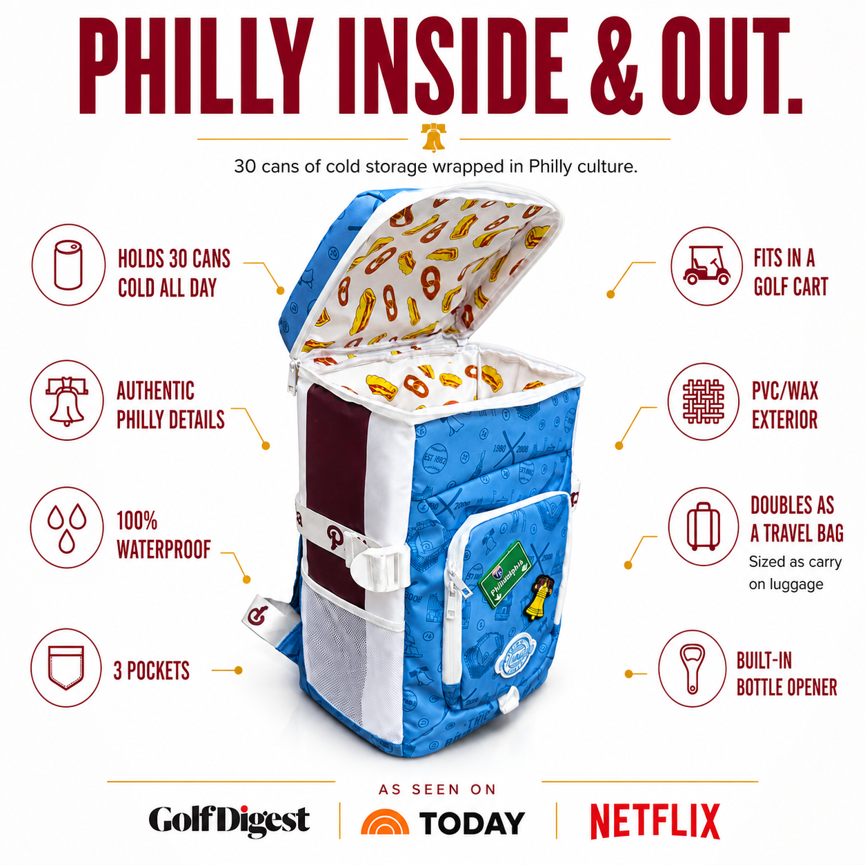 "Retro Philly Baseball" Backpack Cooler
