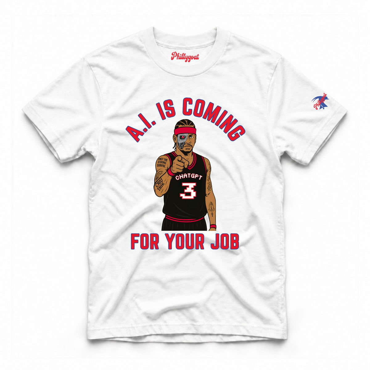 funny A.I. white shirt by Phillygoat