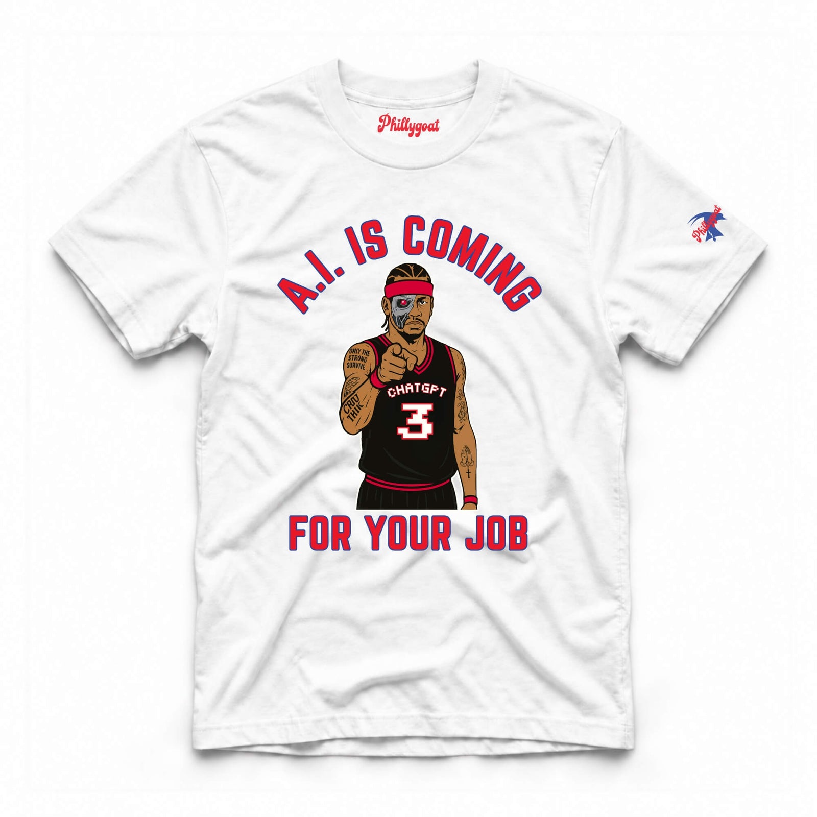 funny A.I. white shirt by Phillygoat
