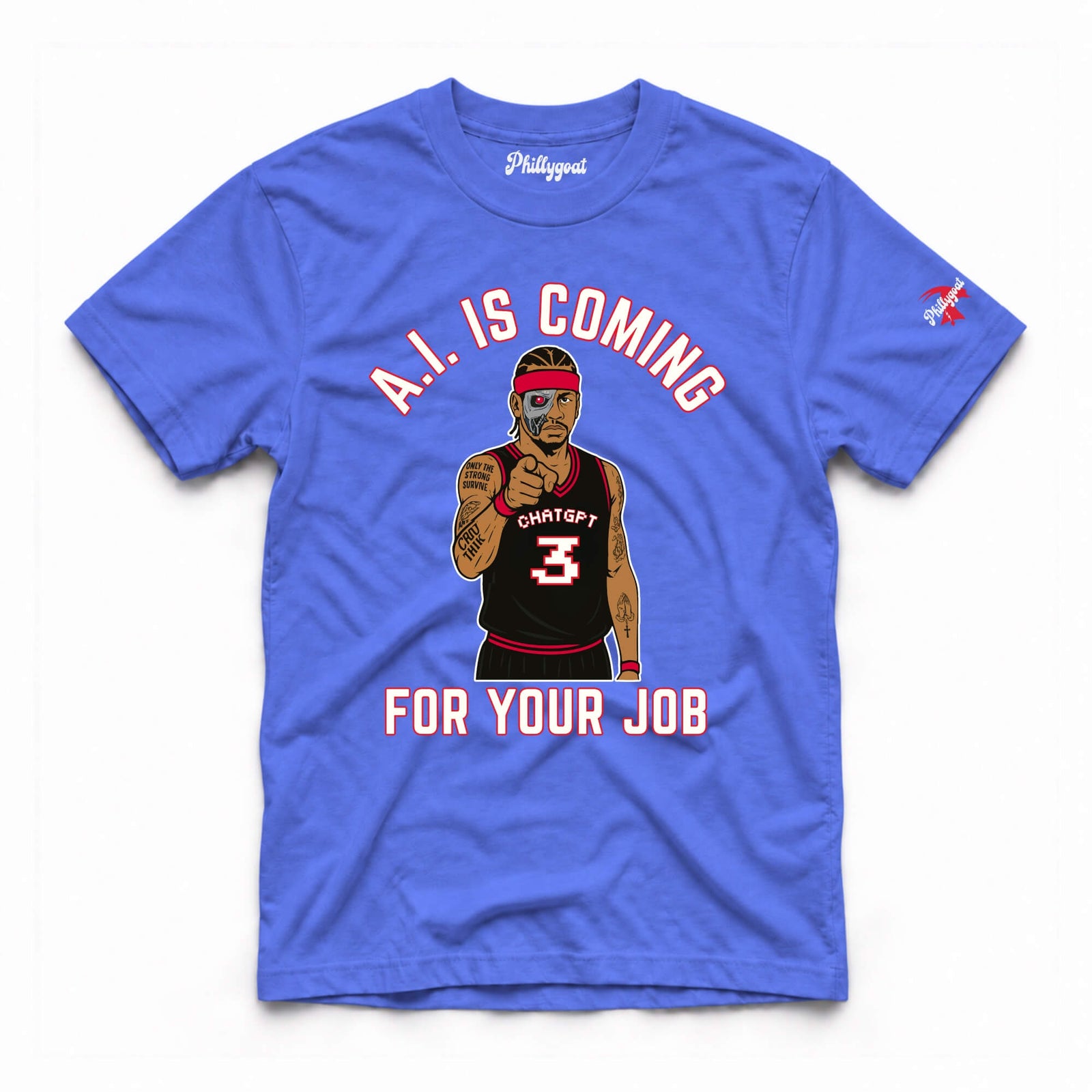 funny A.I. royal blue shirt by Phillygoat