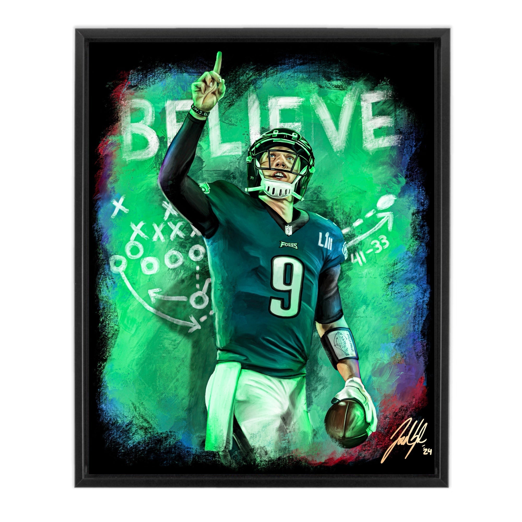 artist nick football helmet Foles Destiny - Eagles Canvas Art Print - 16x20 in Slings Under 1799 size:large Hurts added another defining Lefrik Handy Mini Backpack