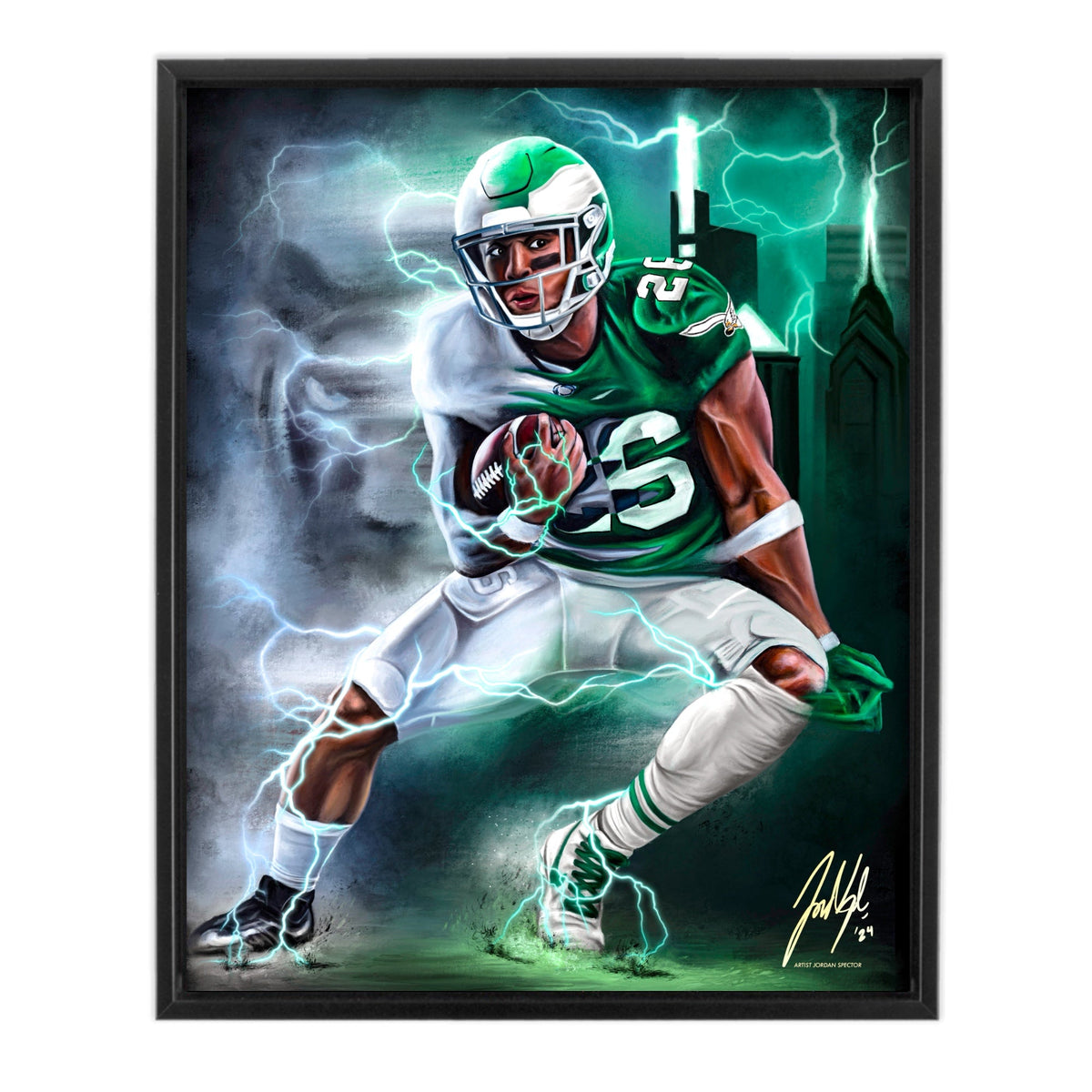 "Saquon Barkley 'BORN TO RUN'" Art Piece