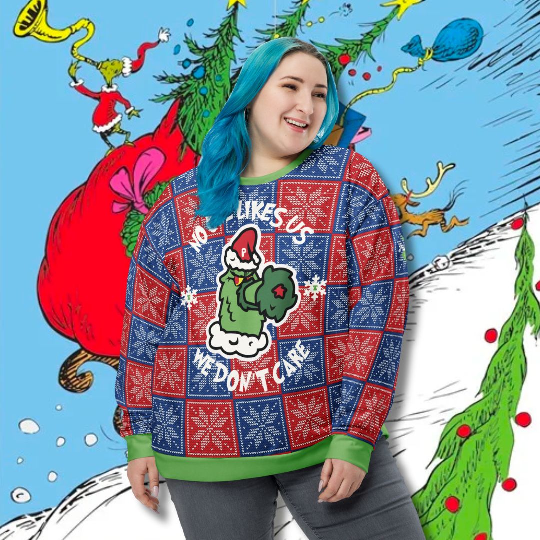 "Grinchy Phanatic" All-Over Ugly Christmas Sweater